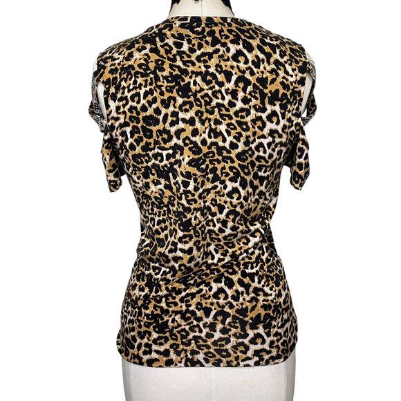 VTG Y2K Bebe Cheetah Print Rhinestone Fitted Top - Picture 7 of 9